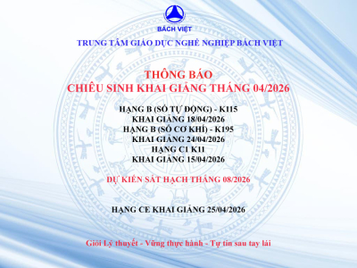 THÔNG BÁO CHIÊU SINH THÁNG 04/2026