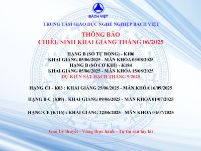 THÔNG BÁO CHIÊU SINH THÁNG 6/2025