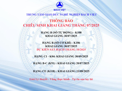 THÔNG BÁO CHIÊU SINH THÁNG 7/2025