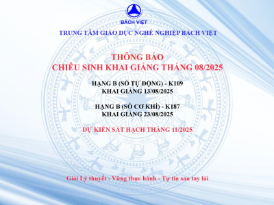 THÔNG BÁO CHIÊU SINH THÁNG 08/2025