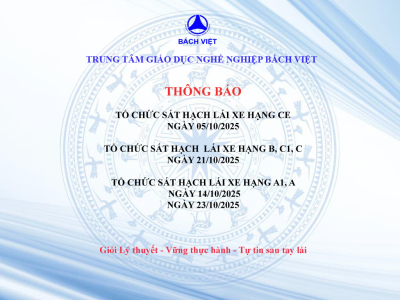 THÔNG BÁO LỊCH SÁT HẠCH CẤP GPLX THÁNG 10/2025