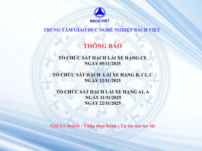 THÔNG BÁO LỊCH SÁT HẠCH CẤP GPLX THÁNG 11/2025