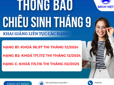 Thông báo chiêu sinh tháng 9